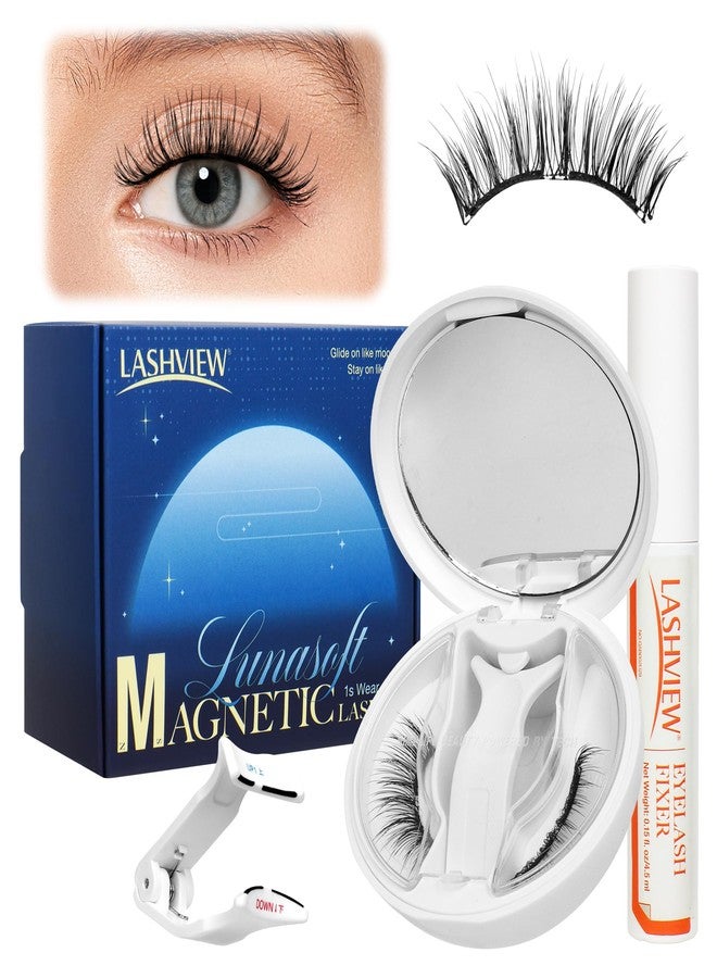 LASHVIEW Magnetic Eyelashes with Applicator Upgrade Soft Magnetic Eyelashes Natural Look Reusable No Glue or Eyeliner Needed Easy to Wear and Remove (RC01) - Image 1